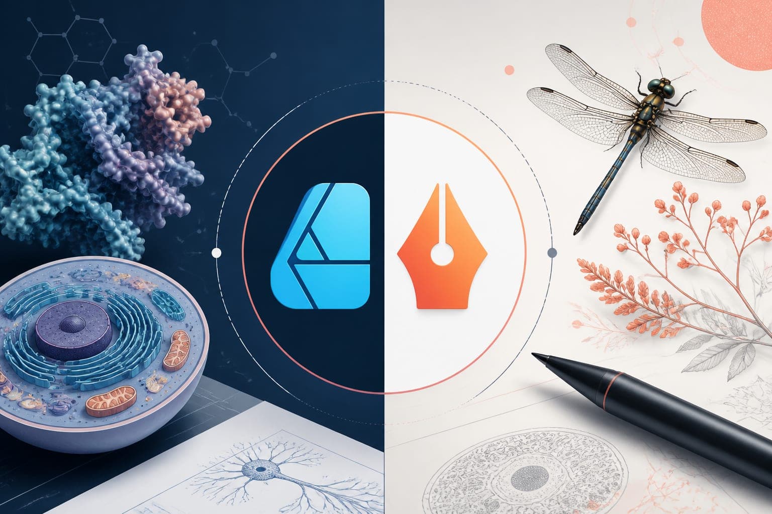 Editorial cover image for Affinity Designer vs Illustrator scientific illustration: Which should researchers choose?